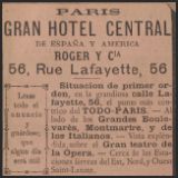 Didot-Bottin, éd. 1889 - Réclame pour le Grand Hotel Central de España y America